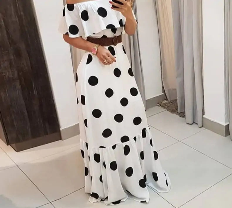 Vestido de bolitas blanco con negro varias tallas