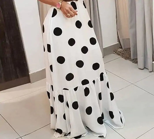 Vestido de bolitas blanco con negro varias tallas