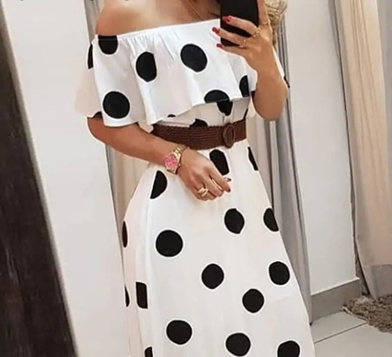 Vestido de bolitas blanco con negro varias tallas