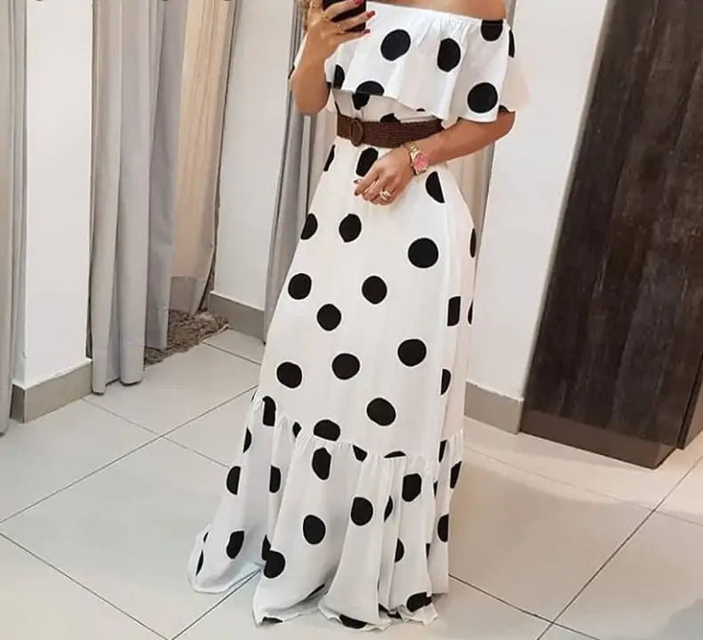 Vestido de bolitas blanco con negro varias tallas